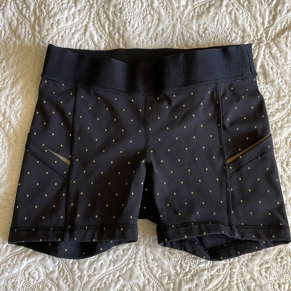 Lululemon Black & Gold Biker Shorts